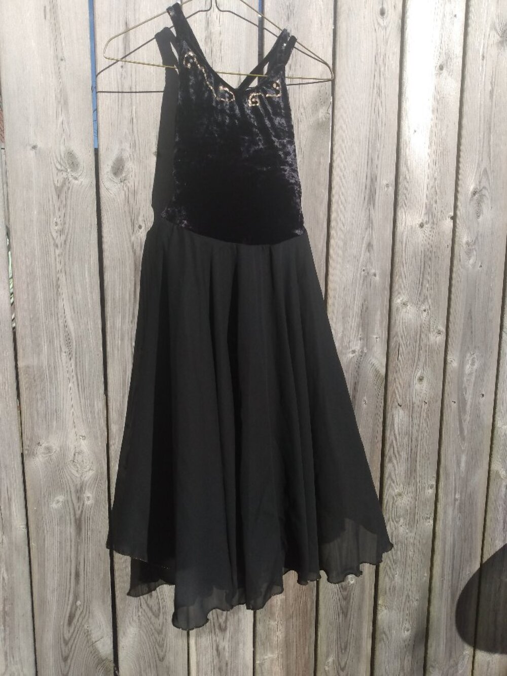 Black Dance Leotard Dress Velour Chiffon Balletcore Goth Fairy Halloween Costume